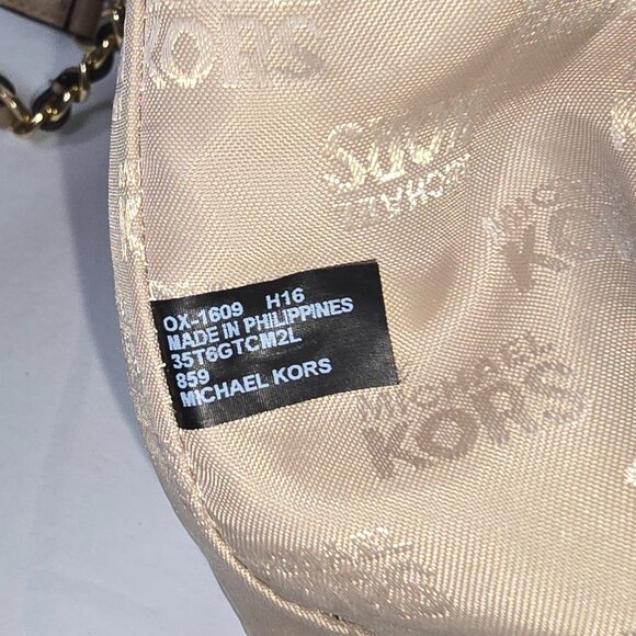 Michael Kors Jet Set Gold Chain Beige Pebble Grain Leather Medium Shoulder Bag - Picture 7 of 14